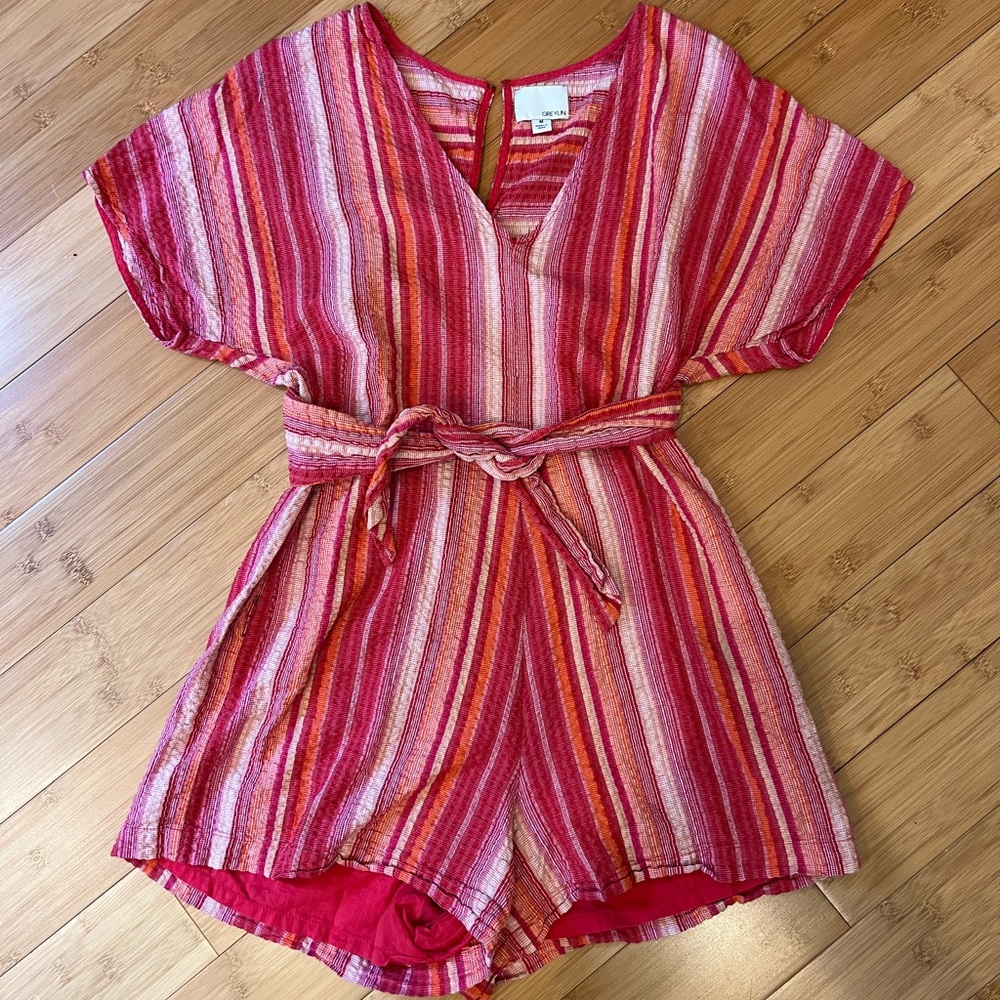 Red and pink tie romper